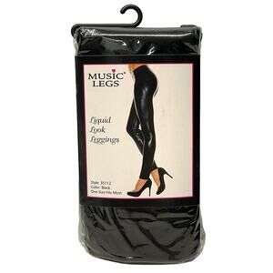 Music Legs Liquid Look Black Leggins New in Package